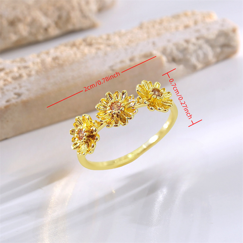 Designer ring copper inlaid zirconium sparkling ring high-class sense of hundred with flower ring finger ring female gold light luxury Mother's D