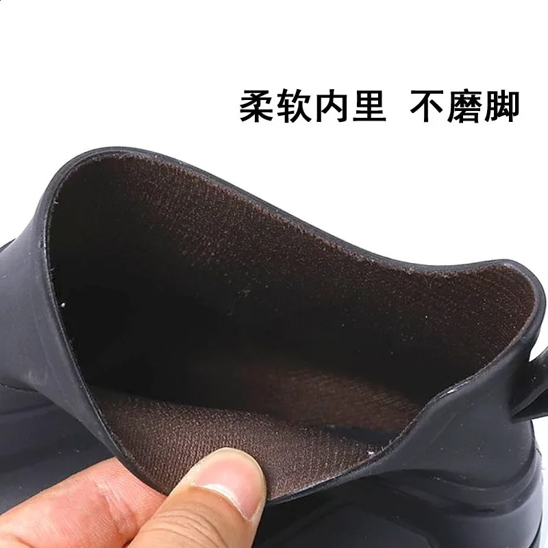 Mens Rain Boots Short Outdoor Rubber Shoes Work Anti slip Waterproof Leisure Fishing with Cotton Warmth 240821