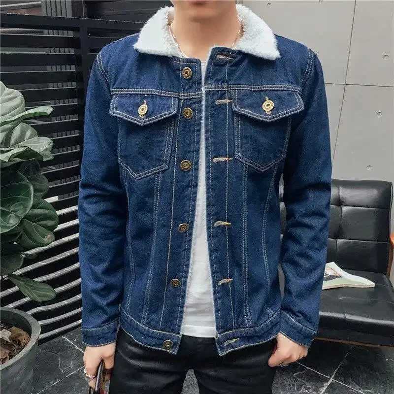 Winter vintage wool lined denim jacket for mens fashion cotton lined jacket for casual scenes Other materialsW240711354 3