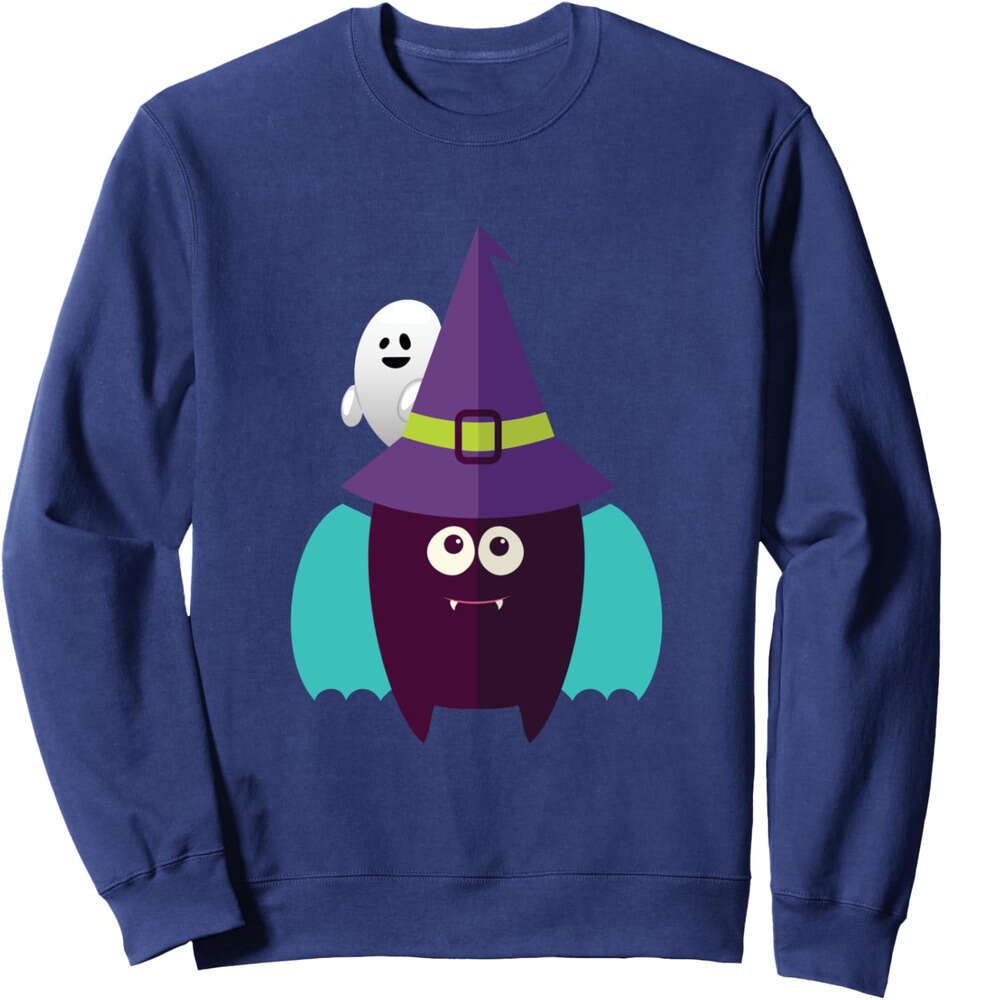 Long Sleeve Shirts for Men sweatshirt Cartoon Bat with Witch Hat Halloween Ghost Funny Sweatshirt T shirt Tee Streetwear Casual tops clothes 2025
