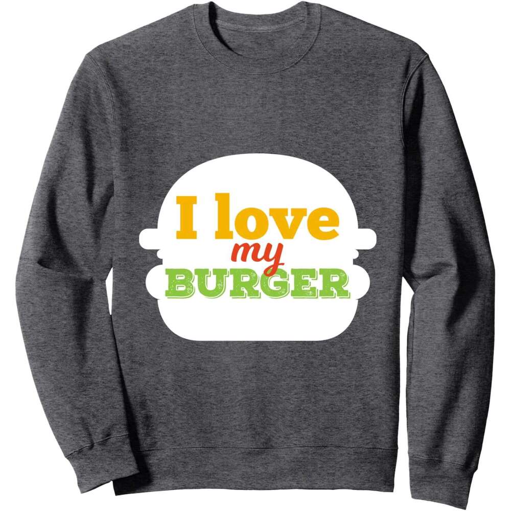 Long Sleeve Shirts For Men Sweatshirt I Love My Burger Fun Silhouette Cool Birthday Gift Sweatshirt Graphic Tee Streetwear Casual Tops Clothes sweatsh