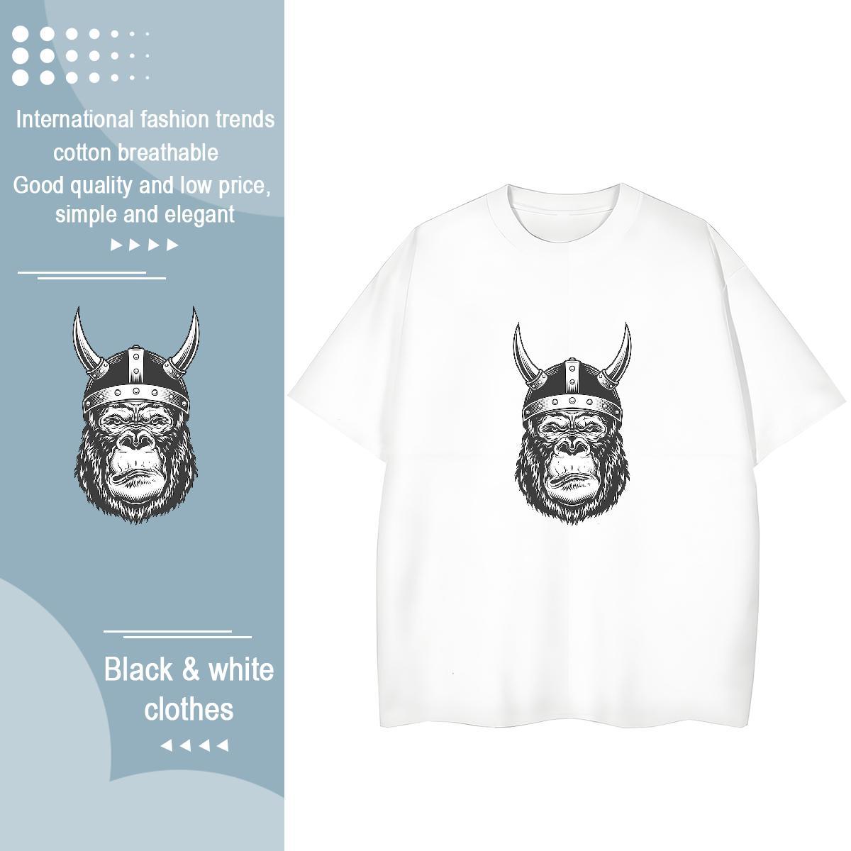 DIY Women T Shirts Comfortable 230g Cotton Lady T shirt White Plus Size chimpanzee Casual Beach Designer Tee Shirt