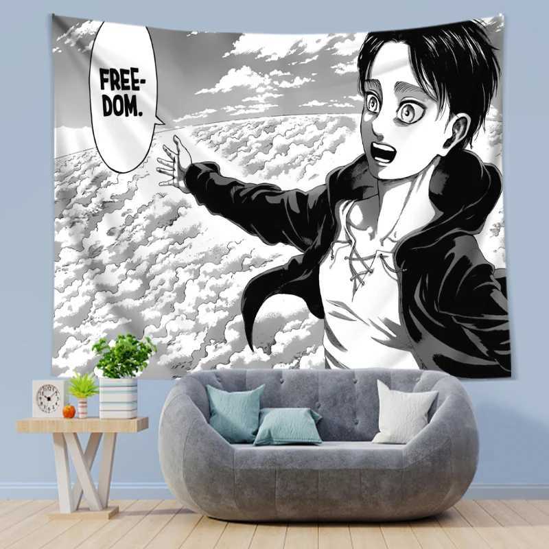 Eren Yeager Freedom Manga Poster Wall Art Kawaii Anime Attack On Titan Print Canvas Gallery Wraps Ready To Hang Decor Tapestry Y240816