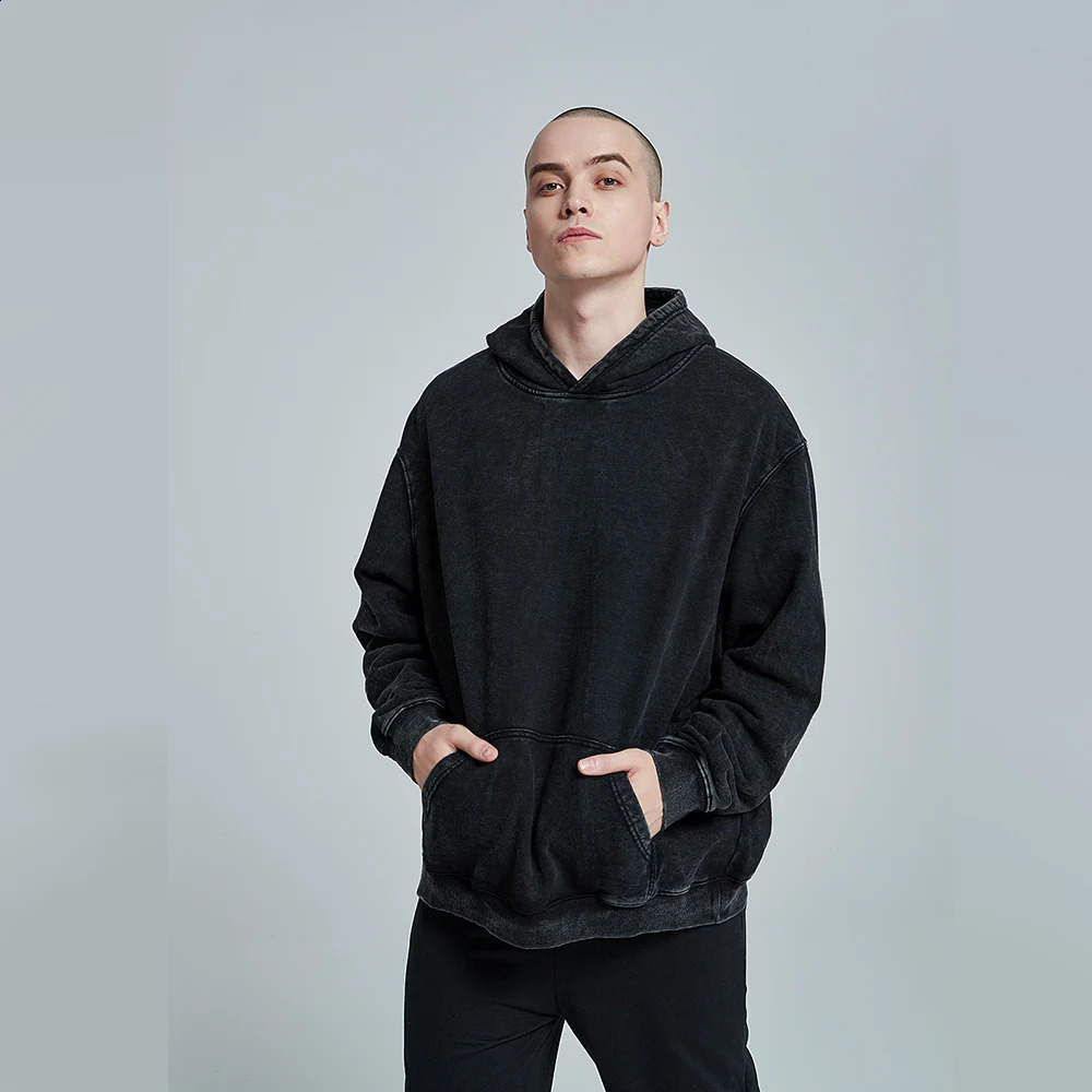 Vintage Hoodie Men Women Black Cotton Hoodie Sweatshirt High Street Mens Harajuku Fashion Casual Loose Pullover Hoodies 240816