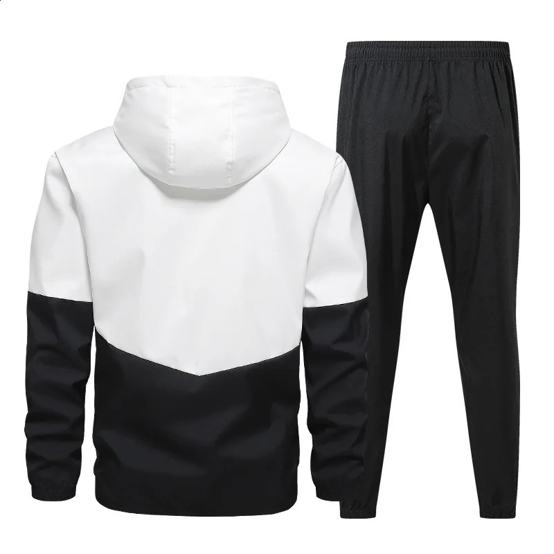 Men Casual Sets Mens Hooded Tracksuit Sportswear JacketsPants 2 Piece Sets Hip Hop Waterproof Sports Suit 240816