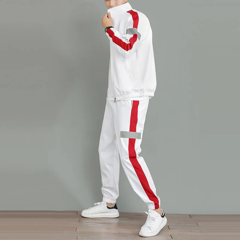 Mens Zipper Pocket CoatPants Set Hip Hop Set Track Set Sportswear seller 240827