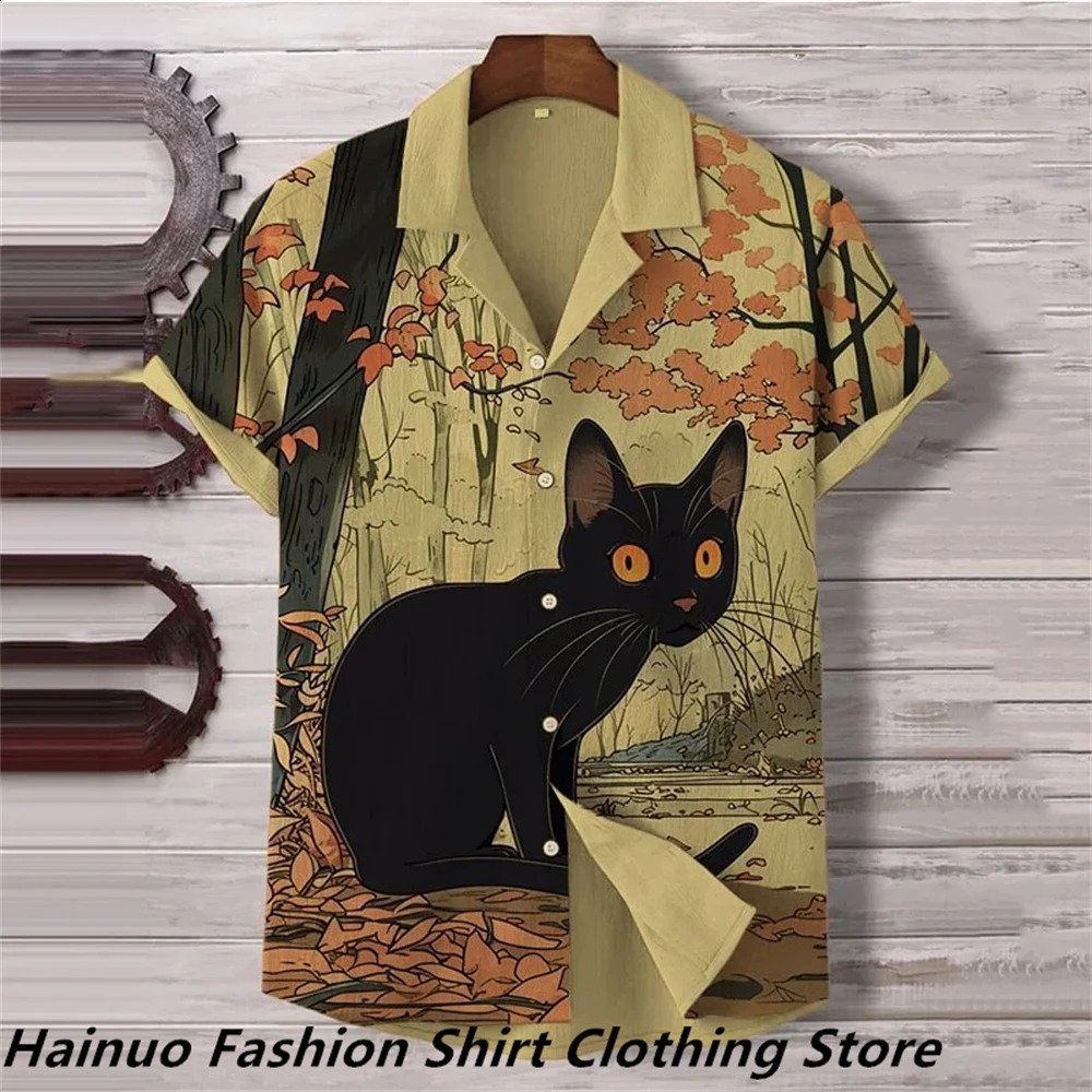 mens shirt short-sleeved fashion shirt HD 3D printed linen casual holiday shopping shirt extra large size XS-6XL 240816