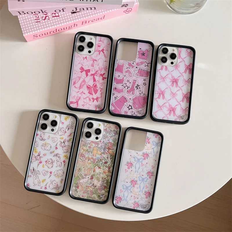 Wildflower 3D Girls bow high heels Phone Case for iPhone 15 14 13 Pro Max 13pro 14pro 15pro WF Rabbit Cute Cartoon Cover FundaM240816