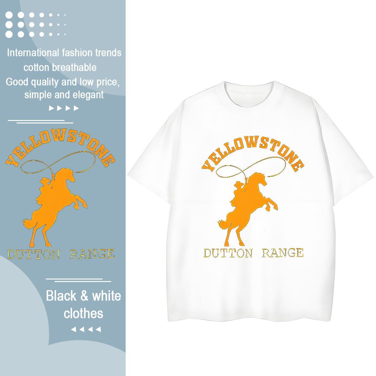 New T-Shirts for Women O Neck Short Sleeves 230g Pure Cotton Tshirt for Man Woman Plus Size Cartoon horse Hip Hop High quality Top Tees