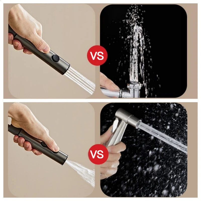 Handheld Toilet Bidet Faucet Set Sprayer Stainless Steel Dual Button Bidet Two Modes Spray Gun Set Shower Self-Cleaning Bathroom 240816
