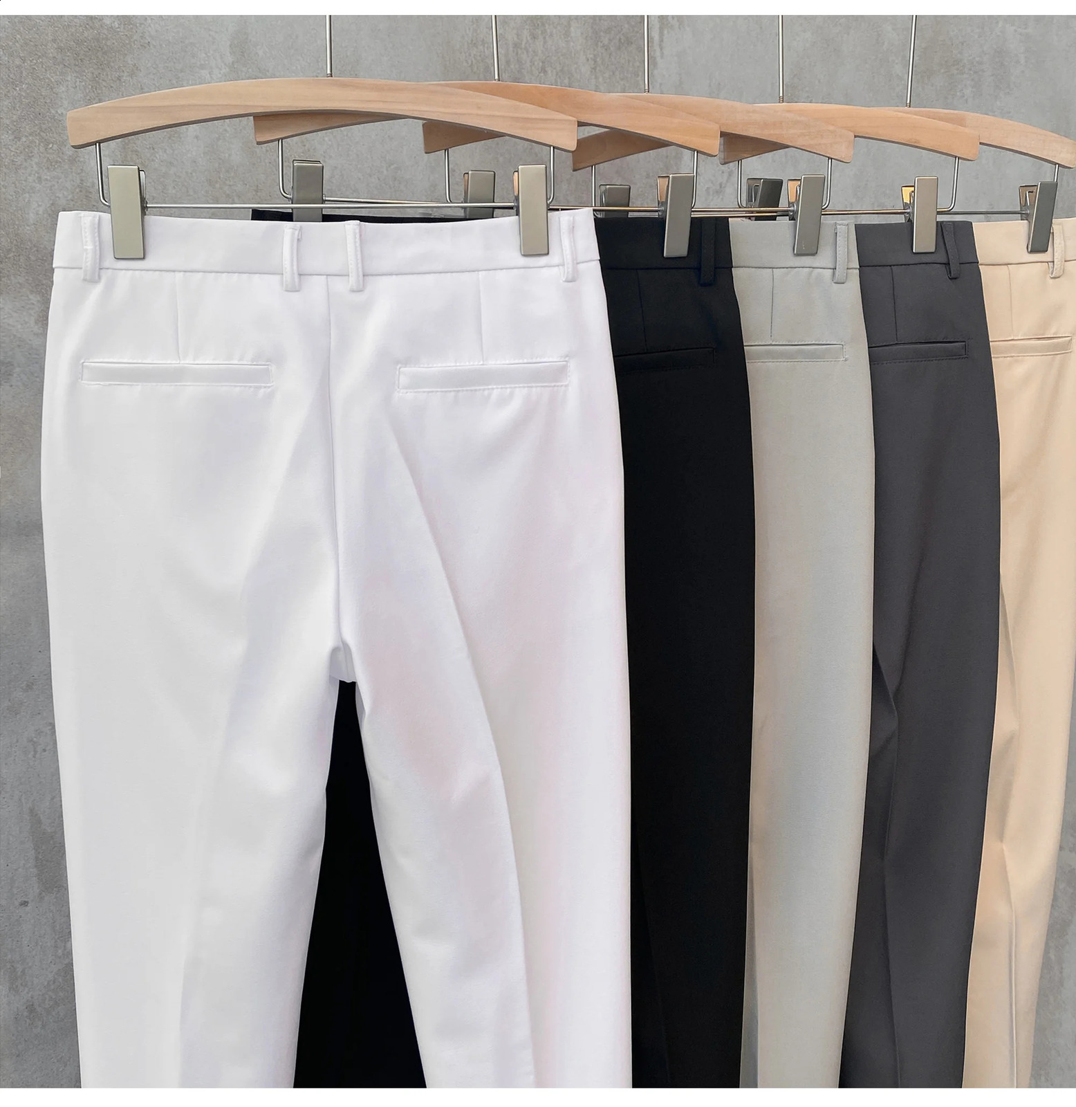 Mens pants for spring and summer mens pants for business offices elastic wrinkles large-sized classic mens clothing B16 240815