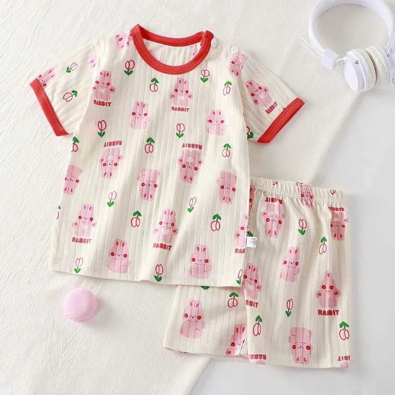 Summer baby girl boy short sleeved clothing set cotton T-shirt and shorts 2-piece set childrens pajamas W240822