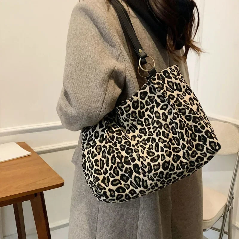 Fashion Tote Bags Shopping and Travel Canvas Women Handbags Large Capacity Leopard Shoulder 240815ZYl