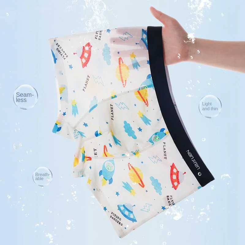 Mens Underwear Briefs Mens Boxer Sexy Underpants Soft Black Boxershorts Milk Silk Large Size Men Panties 3D Pouch ShortsXJ240815