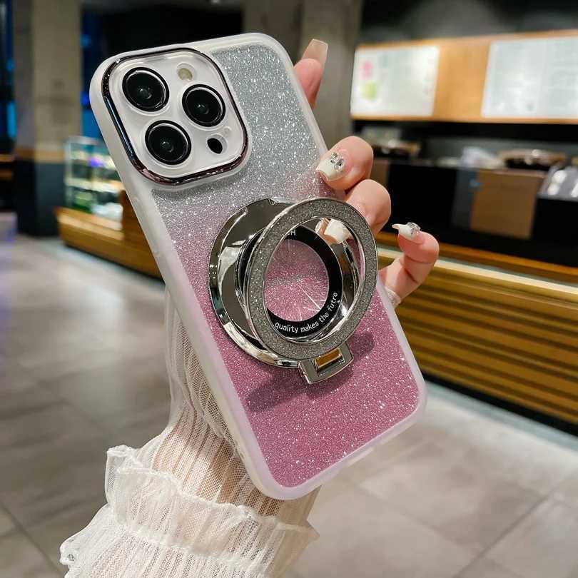 Gradient Glitter Ring Stand Magnetic Phone Case For Tecno Spark 6 8C 9 10 10C 20 20C Smart 6 7 8 Pro GO 2022 2023 2024 2020 HDM240816