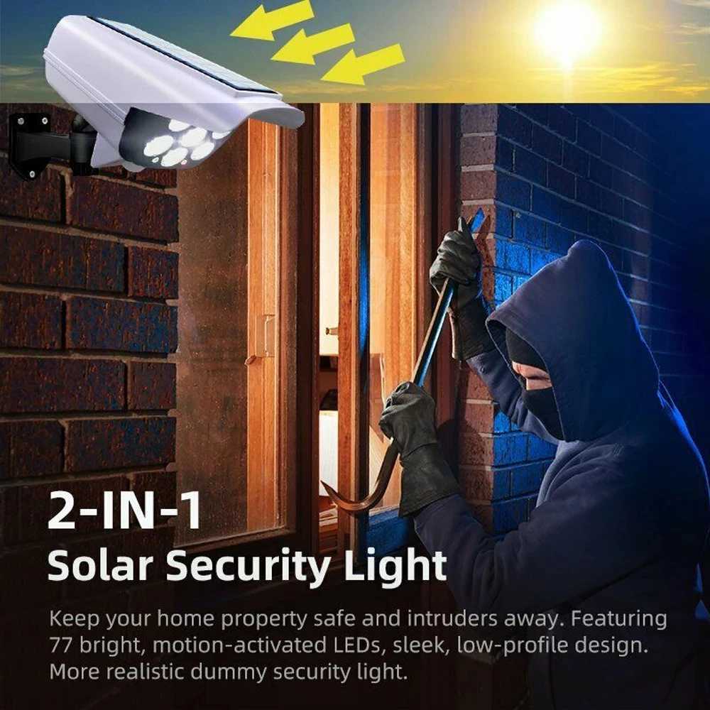 77 LED Solar Light Motion Sensor Security Dummy Camera Wireless Outdoor Flood Light IP65 Waterproof Lamp 3 Mode For Home Garden Y240816