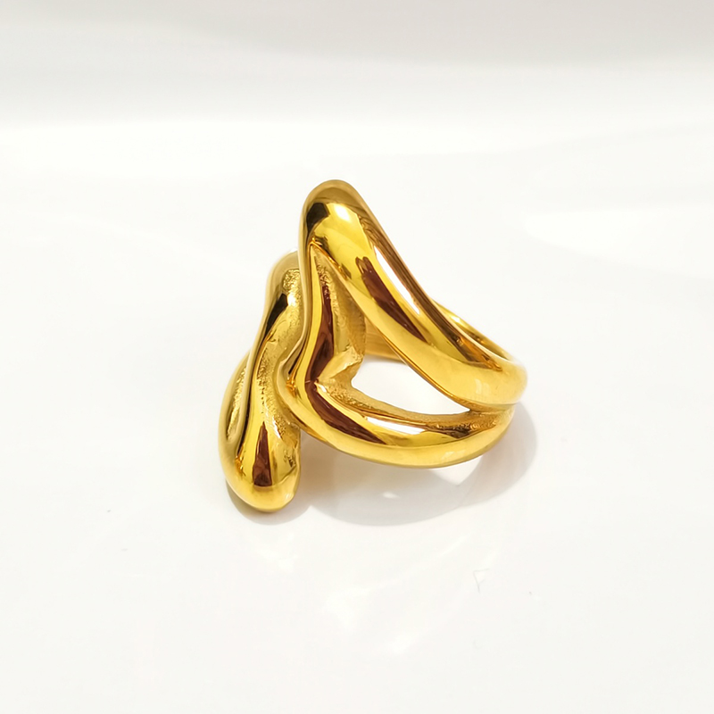 Ring love hollow ins niche cold wind lips irregular female ring surface plating 18K real gold preservation finger ring