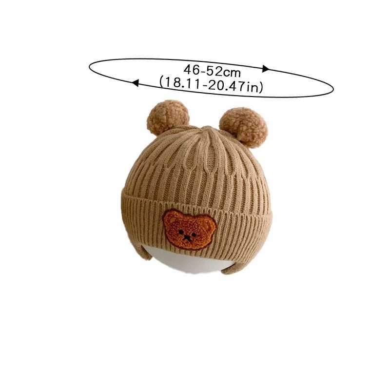 Winter Baby Beanie Cap Cartoon Bear Ear Protection Knitted Hat for Toddler Boys Girls Cute Korean Warm Kids Crochet Hats GorrasY240815