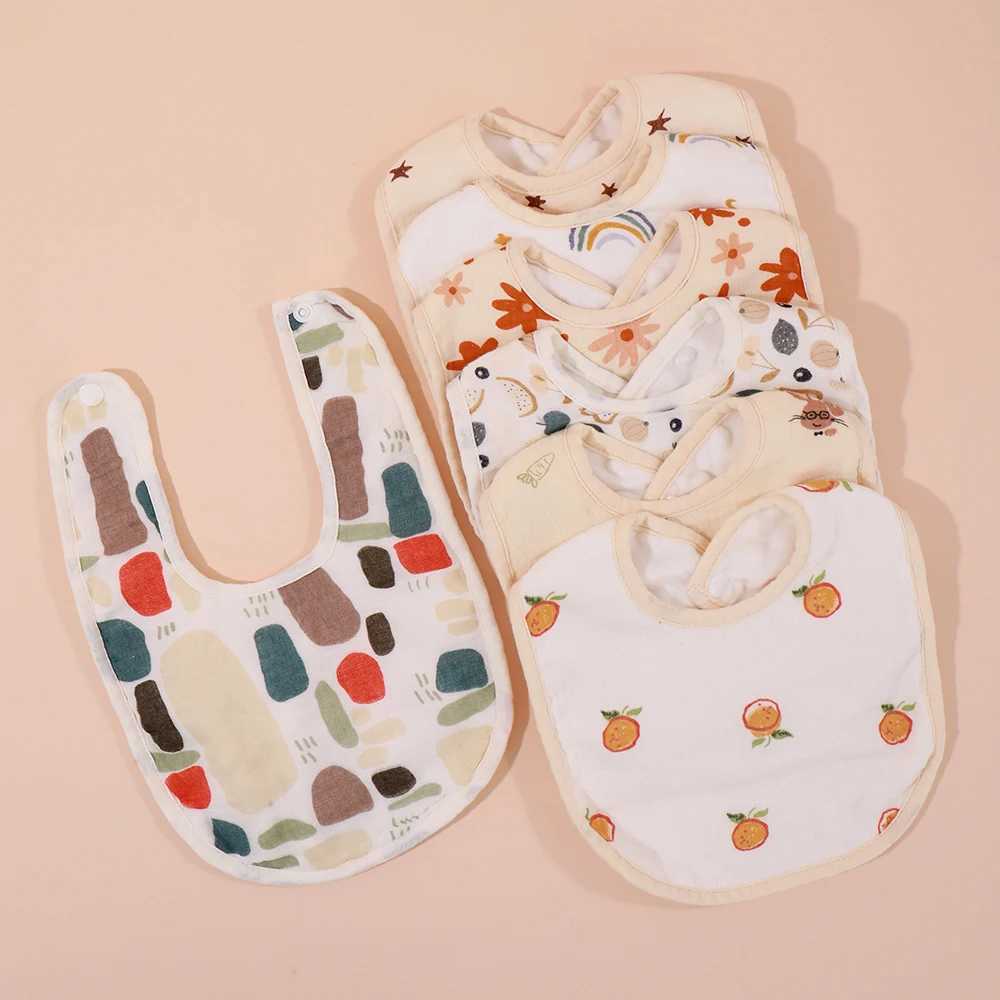 Random 3pcs Waterproof Bib Baby Fabric Bib Childrens Rice Pocket Baby U-shaped Saliva Towel Baby Accessories Y240815