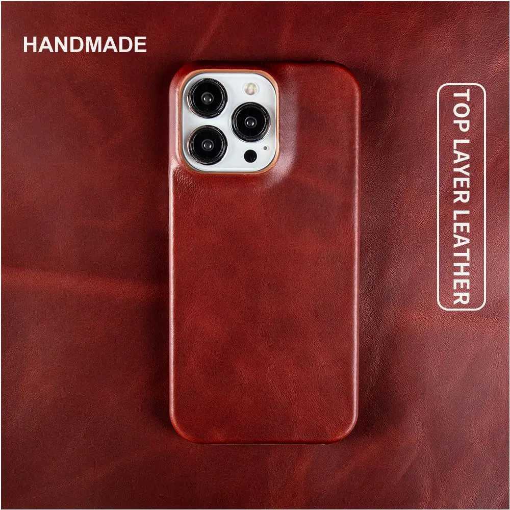 For Case iphone 14 Pro Max Cases Oil Wax Luxury Genuine Leather Cover For Iphone 15 12 11 13 XR XS Max X 8 Plus Phone Shell CapaM240816