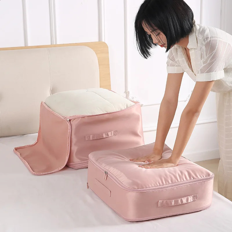 Ultra Space Saving Self Compression Organizer Upgrade Space Saver Quilt Compression Storage Bag Premium Comforter Storage 240816