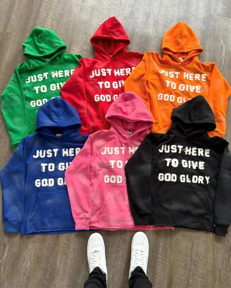 Letter Embroidered Sweatshirt Men Women Y2K Hoodies Street Hip Hop Fashion Loose Hoodie Versatile Casual Retro Pullovers