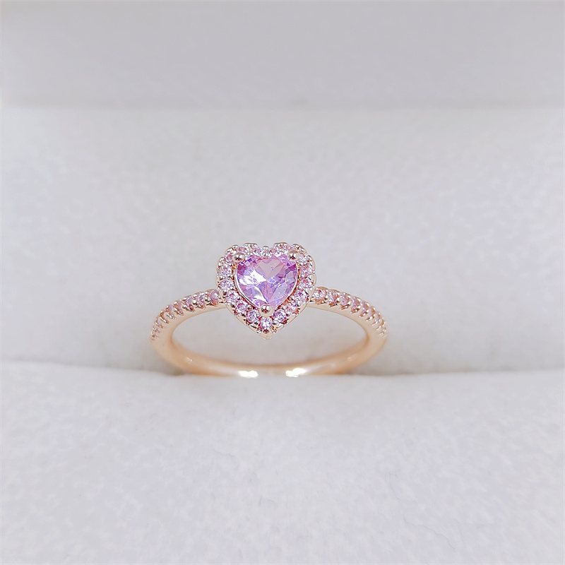 Love ring copper inlaid zirconium funky pink zirconium heart ring ins style simple ring wedding engagement ring suitable for daily party holiday weddi