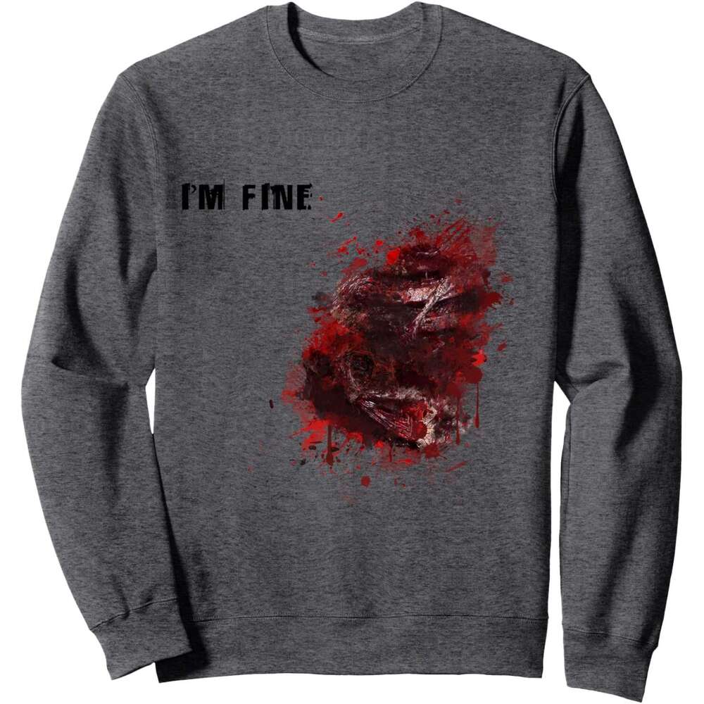 Long Sleeve Shirts for Men sweatshirt I'm Fine Wound Injury Funny Halloween Costume Gift Sweatshirt Tee Streetwear Casual tops clothes 2025