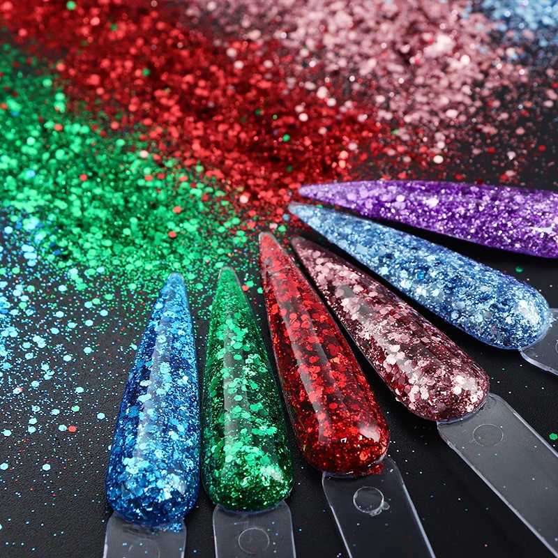 50G Pink Green Glitter for Nails Powder Sequins Mixed Bulk Decoration Shiny Iridescent Fine Pigment Manicure Accessories DesignXJ240815