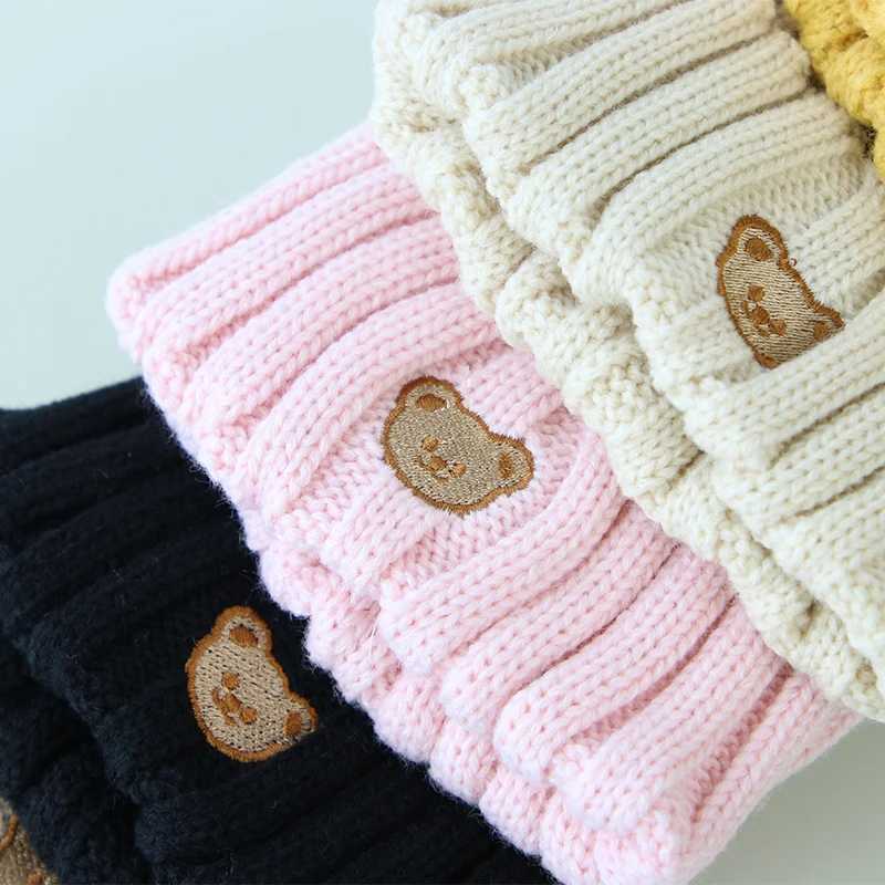 Korean Bear Baby Hat Winter Warm Infant Toddler Boys Girls Cap Beanies Soft Knitted Kids Children Hat Bonnet LX241018