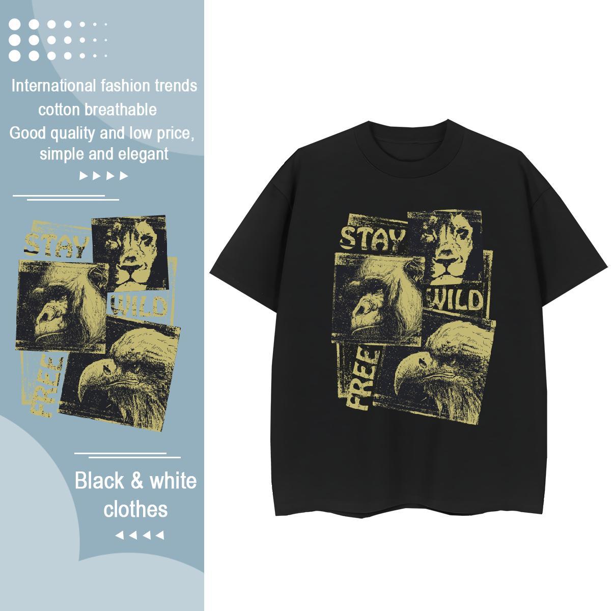 New Women T Shirts Breathable Crew Neck 230g 100% Cotton Womens Tshirts Custom Printed lion Summer Casual Comfortable Tops