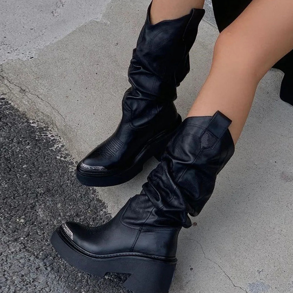 Gothic platform small leg boots punk street metal decoration womens motorcycle boots 2024 winter cool fashion combat boots womens shoes 240813