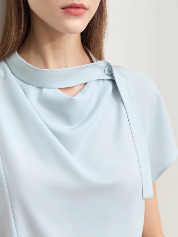 Amii Minimalism Summer Solid Womens Shirt Tie Loose Sleeves Swinging Neck Chiffon Fashion Top Women 12422010 240814