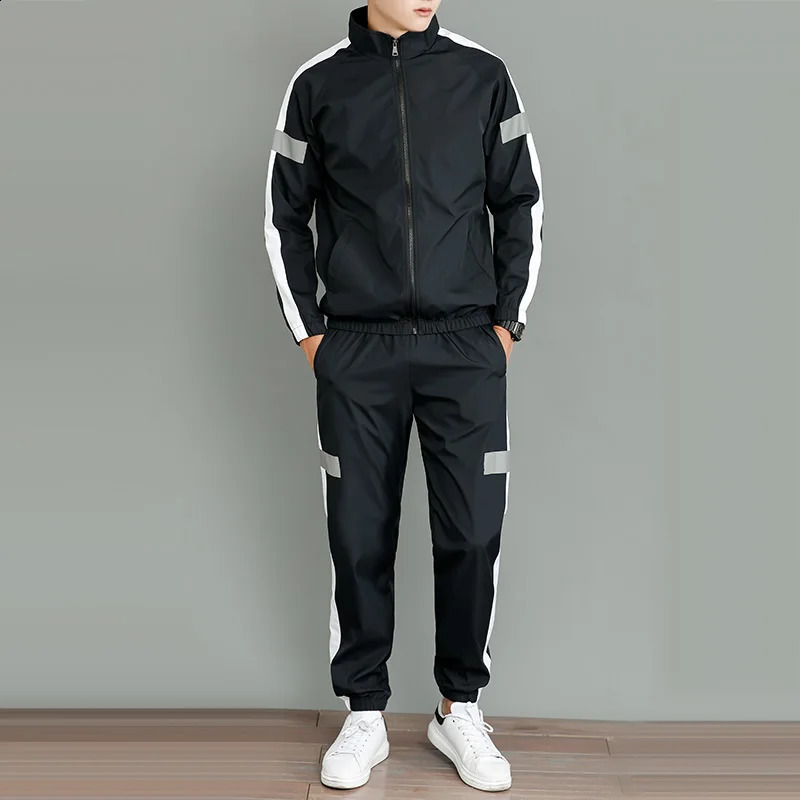 Mens Zipper Pockets OutwearPants Sets Hip-hop Suit Track Suits Sweatshirt s 240816
