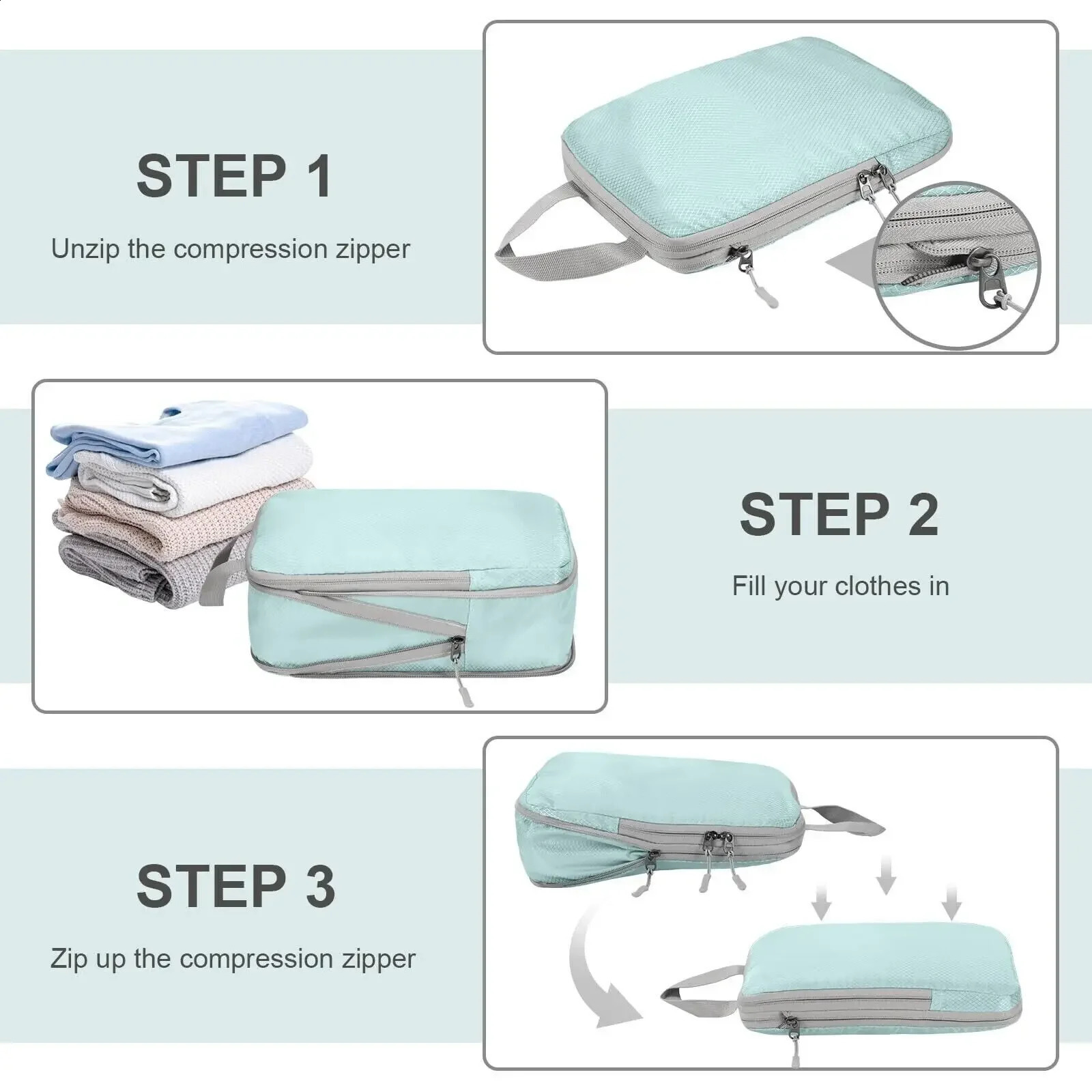 4Pcs Travel Compression Packing Cubes Bag Portable Suitcase Clothes Organizers Waterproof Luggage Storage Cases Drawer Bags 240816