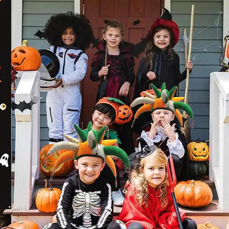 Halloween Clown Hat Party Costume Court Jester Clown Hat Funny Halloween Easter Tentacle Bell Jester Carnival Clown Props 240816