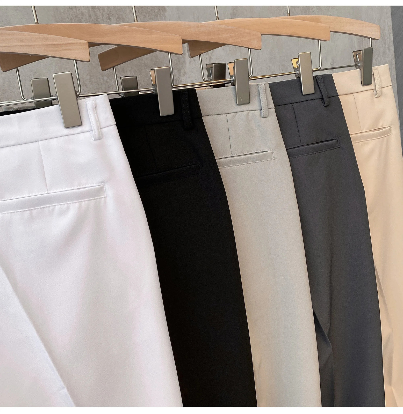 Mens pants for spring and summer mens pants for business offices elastic wrinkles large-sized classic mens clothing B16 240815