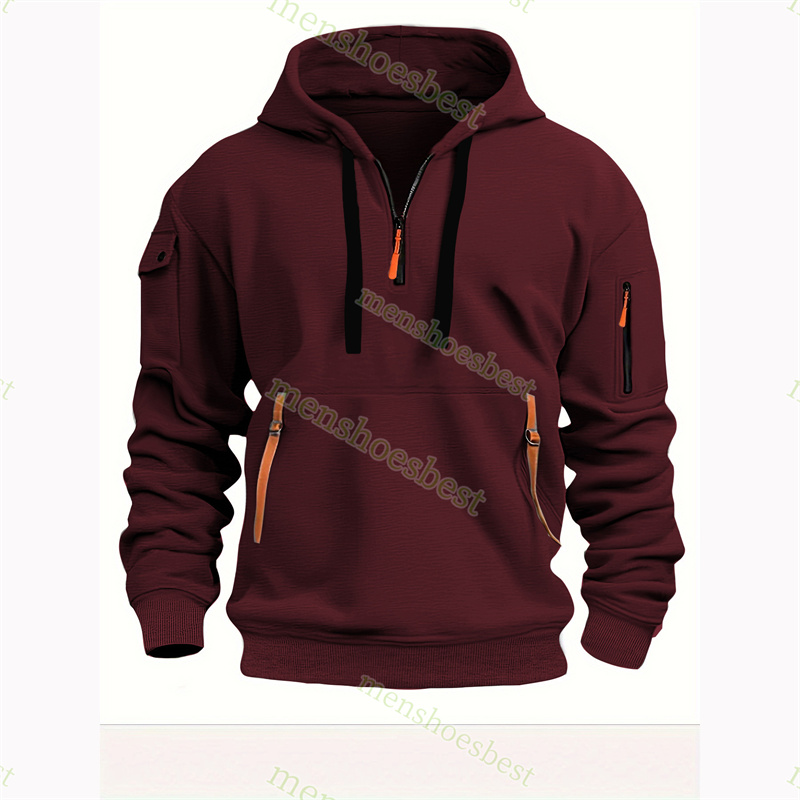 Mens Half Zip Hoodie Polo Sweater Fleece Shirts High Neck Warm Pullover Slim Knit Knitting Hoody Hooded Sweatshirt Jumpers Asian Size S-5XL