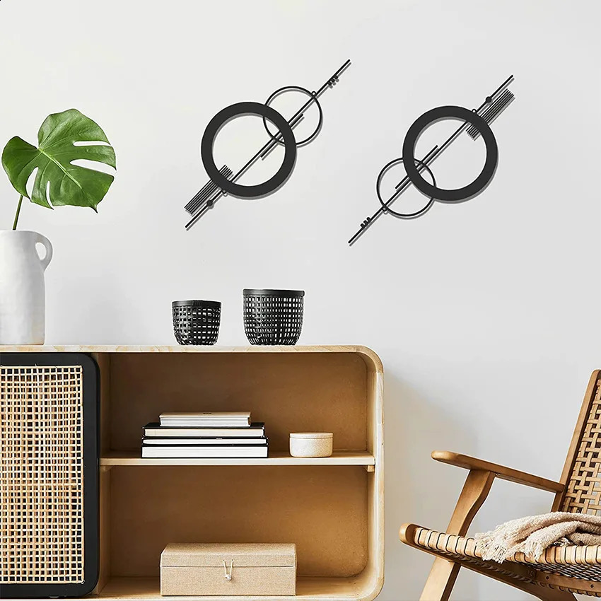 1/2pcs Metal Wall Decor Hanging Wall Art Minimalist Abstract Hollow Vertical Decorations Wall Sculptures Geometric Wall Hanging 240816 - view 4