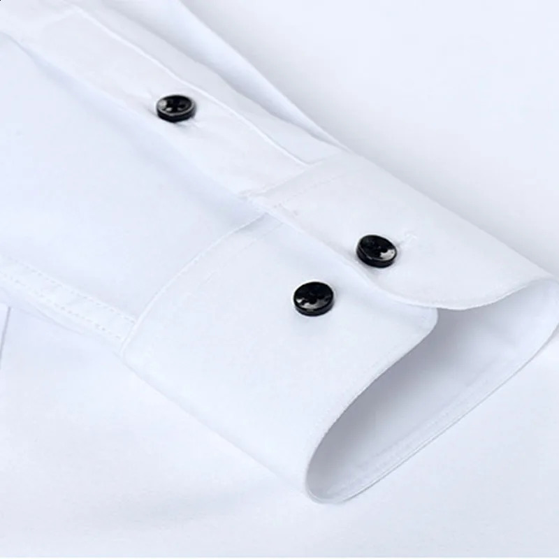 Slight Elasticity Mens Long-sleeved Business Casual Shirt Solid Color Slim Non Iron Dress Shirts Plus size 240822