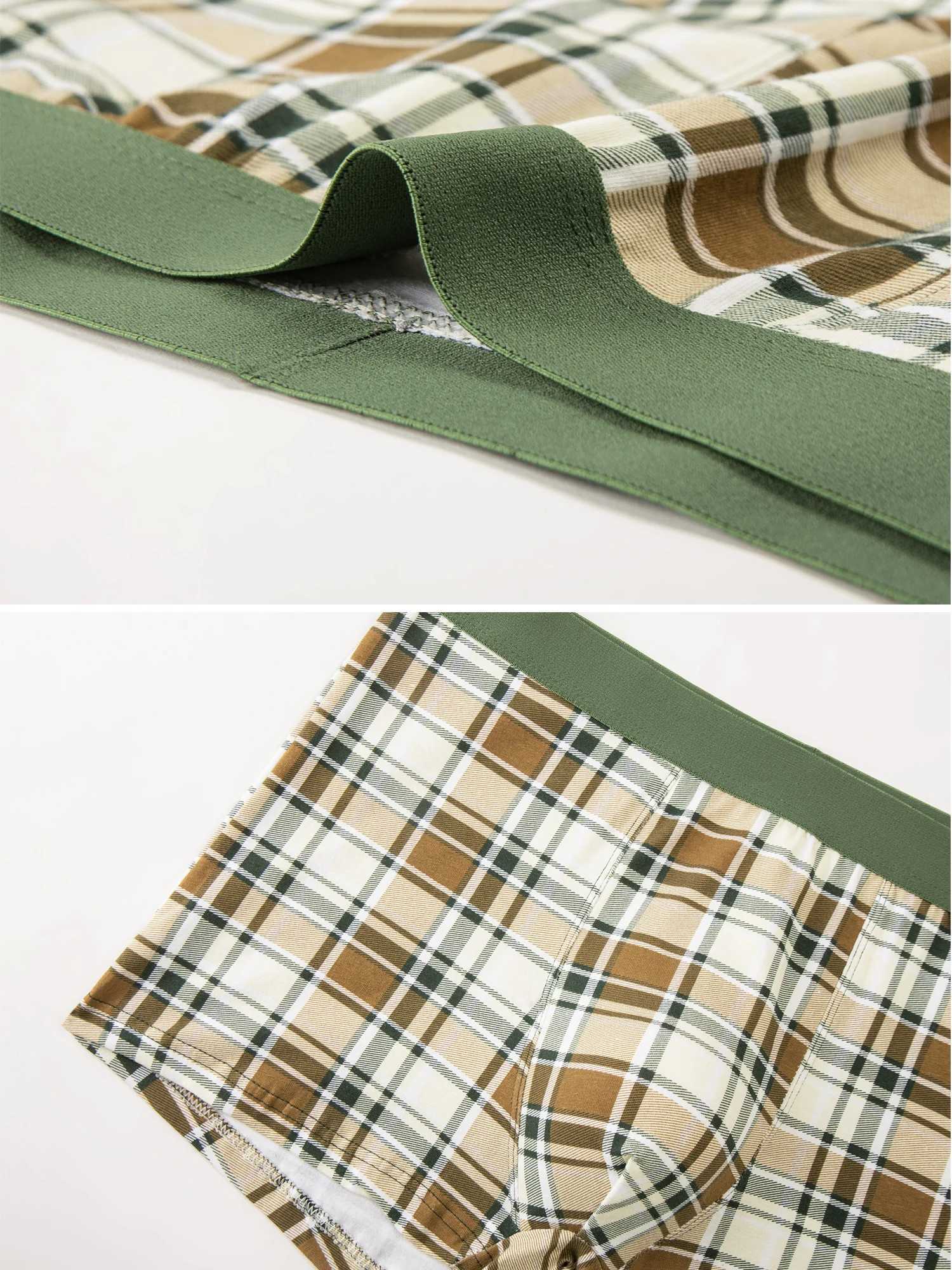 5pcs Pack Plaid Style 2024 Men Panties Cotton Underwear Male Brand Boxer And Underpants For Homme Luxury Set Shorts Box Slip KitXJ240815