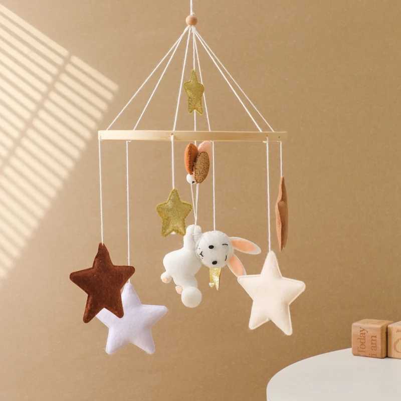 Baby Mouse Toy Rabbit Balloon Mobile Wood Newborn Cartoon Bell Hanging Toy 0-12 Months Bedding Baby Cradle Toy W240815
