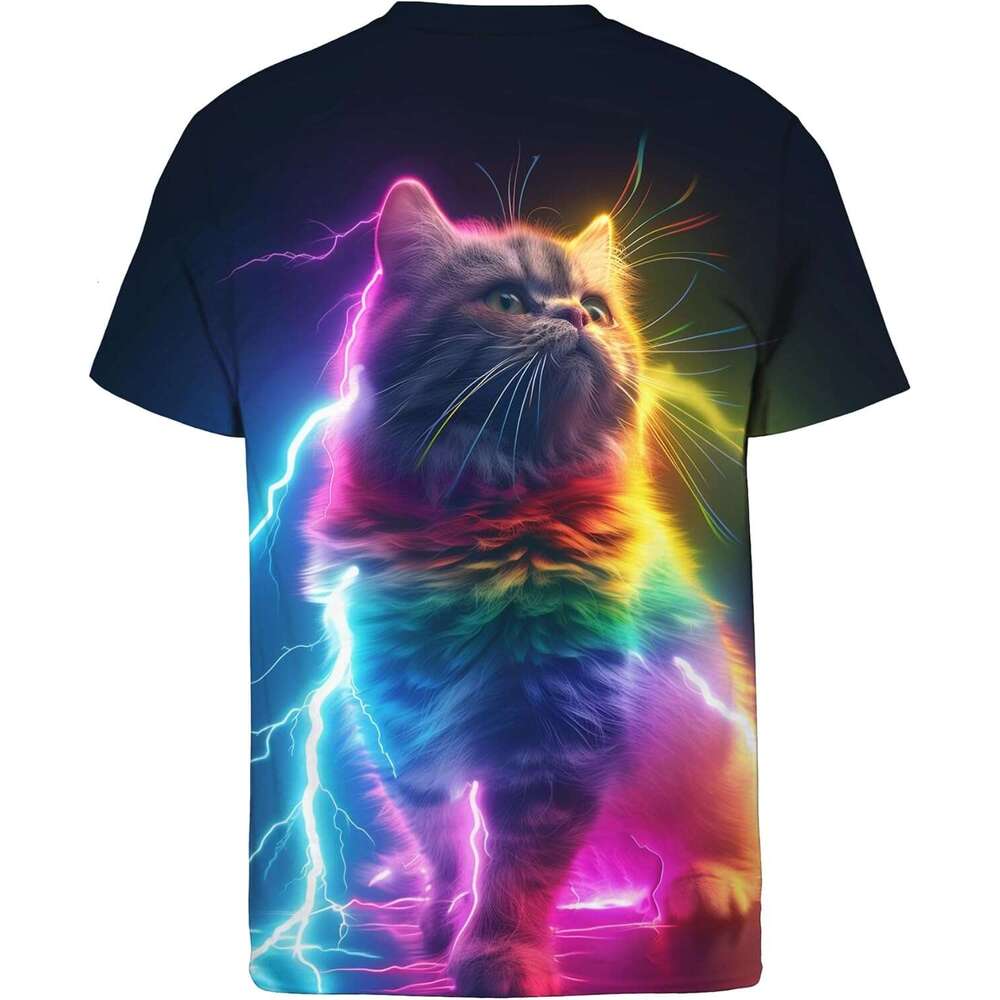 Fashion Mens T shirt Graphics T-Shirt Short Sleeve Digital 3D Novelty Cat Print Crew Neck Shirts shirts tshirt graphic tee Casual tops clothes sleeve