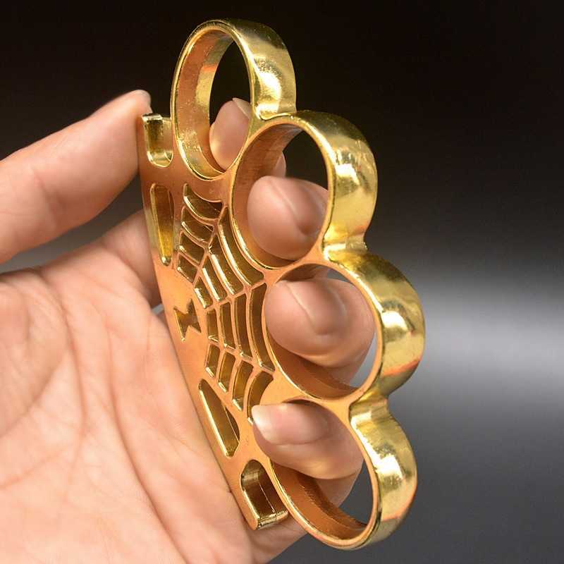 Brass knuckles Spider web tiger outdoor fiess joint copper four finger tool ring fist clasp S2481606