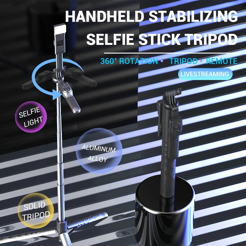 FANGTUOSI 1750mm Wireless Selfie Stick Tripod Foldable Single Stand with LED Light Suitable for Smartphone Balanced and Stable Shooting Scene 240810
