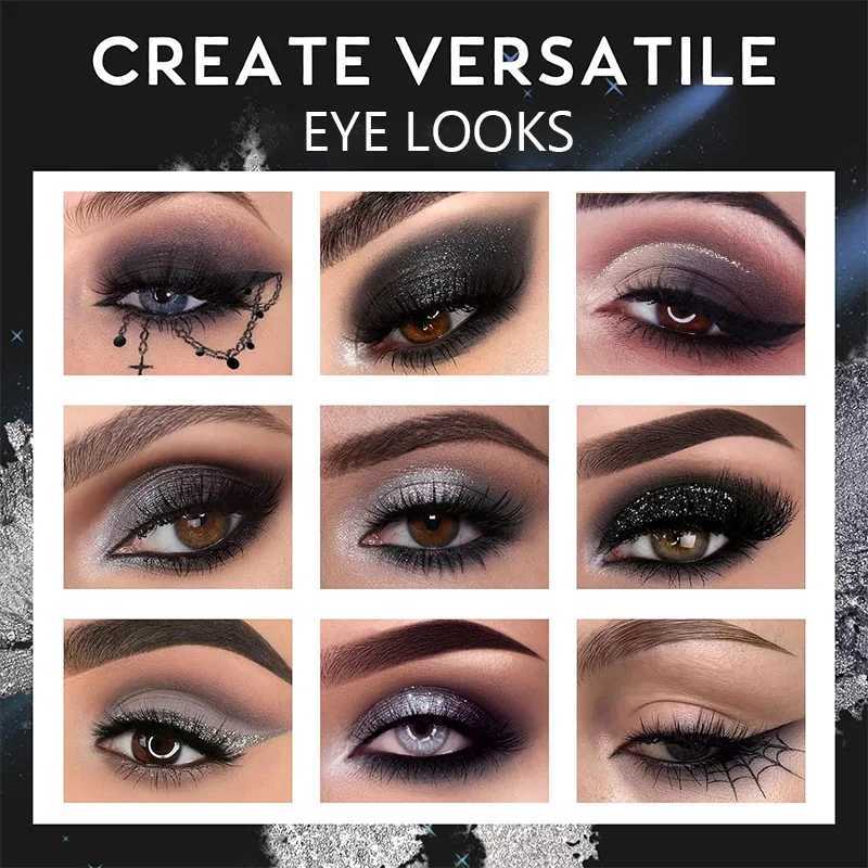 9-color smoke matte glitter eye shadow palette punk shimmer eye shadow cosmetics cool color gray black eye pigment paletteW241212