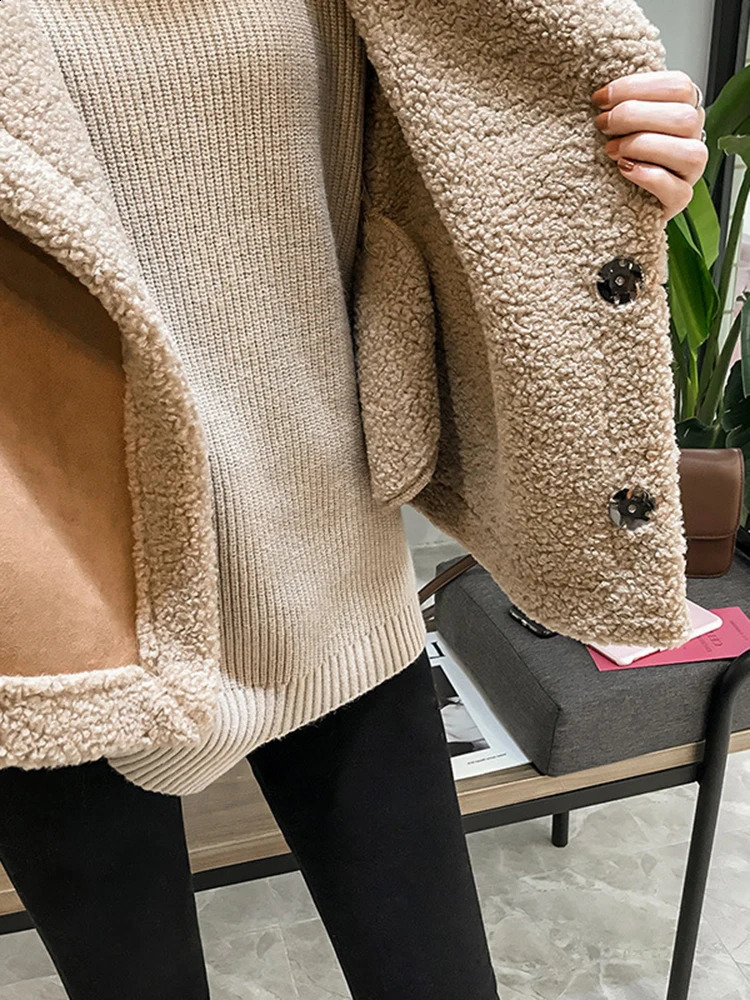 BZ Womens Coat 2024 Autumn Winter Wool Vest Clothing Vintage Versatile Sleeveless Leather Plush Jacket Female 25X2341 240815