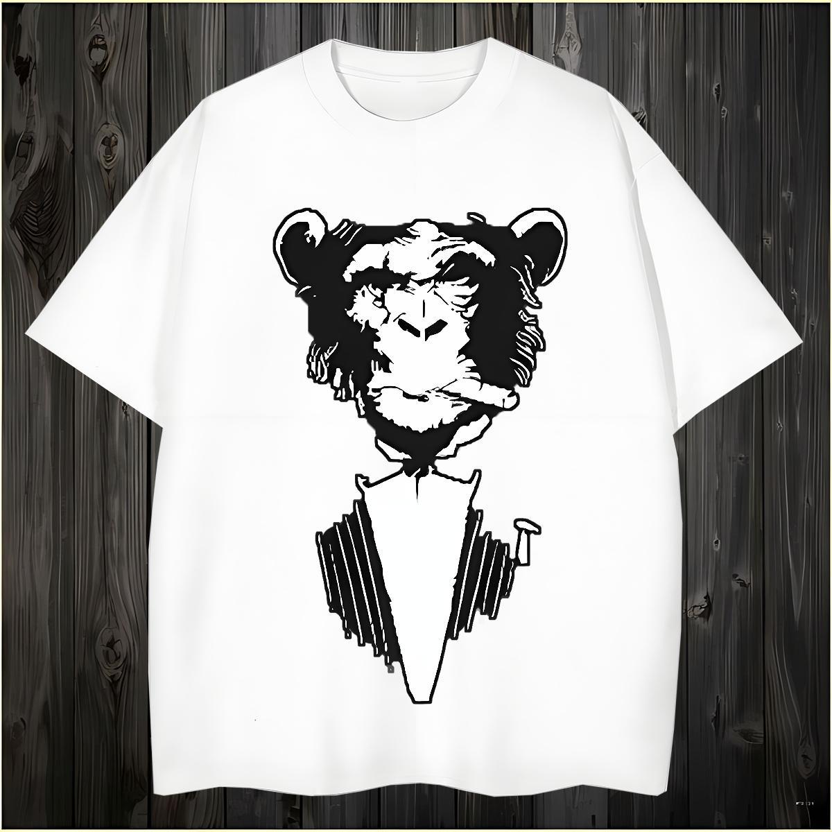 Cool chimpanzee Man T Shirts Daily Wear Men Clothes T-Shirt 230g 100% Cotton 2024 DIY Short Sleeve O-Neck Anime Clothings