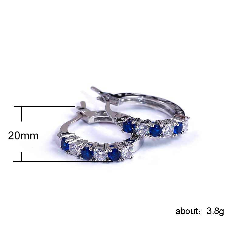 Classical Designer 18K White Gold Plated Circle Hoop Cubic Zirconia Clip on Earrings for Women Sapphire Crystal Diamond Hoop Earrings Women Earring An