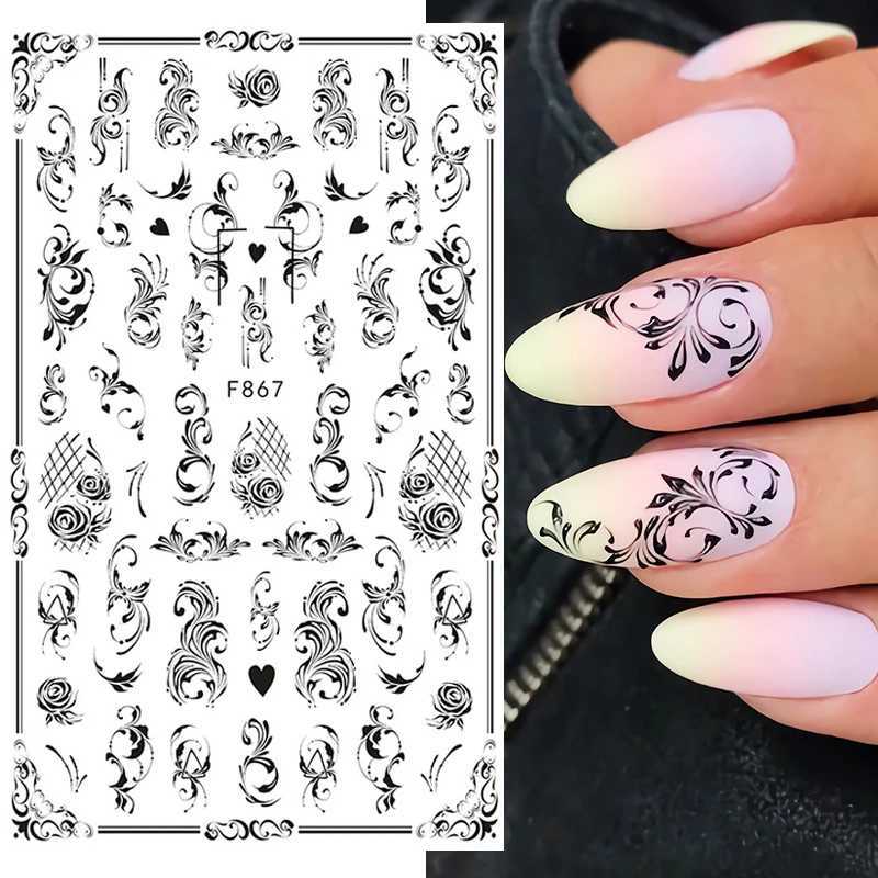 3d Nail Art Decals Tropical Palm Leaves Flowers Laces Faces Adhesive Sliders Nail Stickers Decoration For Nail ManicureXJ250120